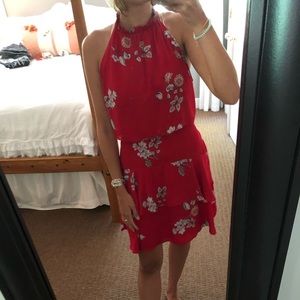 Bb Dakota floral tiered dress, open back.